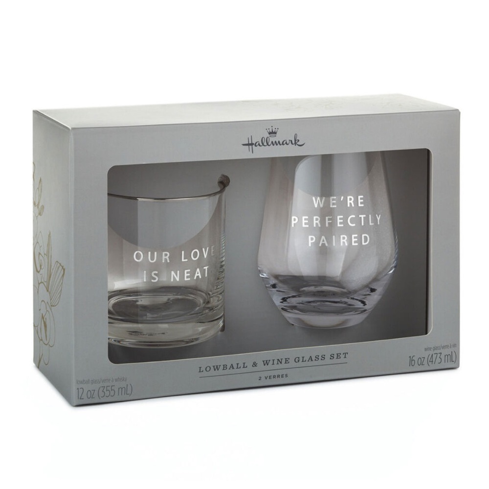Hallmark Lowball & Wine Glass Set - New in Box